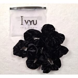 Hair Scrunchies Black Velvet 4\" Lot of 6